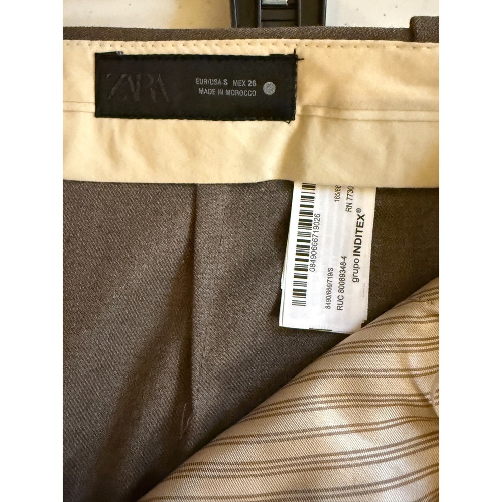 Zara Wide Leg Trousers in Taupe Brown - Picture 8 of 9